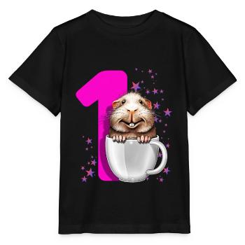 Premier anniversaire 1 an cochon d'Inde - T-shirt bio MINI CREATOR Stanley/Stella Enfant - noir - Devant - Mikhail (115cm)