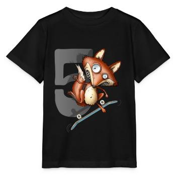 5e anniversaire patineur renard 5 ans - T-shirt bio MINI CREATOR Stanley/Stella Enfant - noir - Devant - Mikhail (115cm)