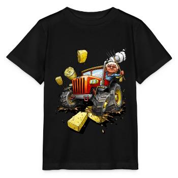 Tractor Farmer Farm Country Life Gift - Stanley/Stella MINI CREATOR Kids’ T-Shirt - black - Front - Mikhail (115cm)