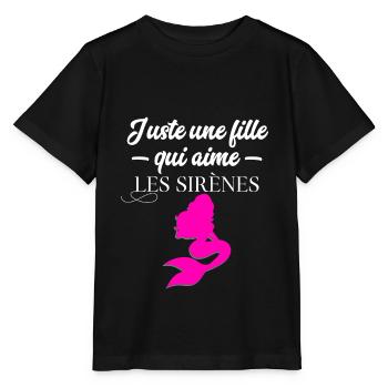 Juste une fille qui aime les sirènes - T-shirt bio MINI CREATOR Stanley/Stella Enfant - noir - Devant - Mikhail (115cm)
