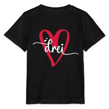 Dritter Geburtstag Herz / 3. Geburtstag / Drei - Stanley/Stella Kinder T-Shirt MINI CREATOR  - Schwarz - Vorne - Mikhail (115cm)