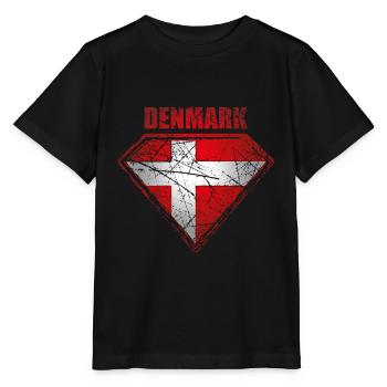 Dänemark Superheld Flagge Vintage Retro Symbol - Stanley/Stella Kinder T-Shirt MINI CREATOR  - Schwarz - Vorne - Mikhail (115cm)