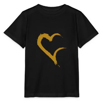 Herz offen Gold - Stanley/Stella Kinder T-Shirt MINI CREATOR  - Schwarz - Vorne - Mikhail (115cm)