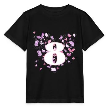 Butterfly 8 Years 8 Birthday Girl - Stanley/Stella MINI CREATOR Kids’ T-Shirt - black - Front - Mikhail (115cm)