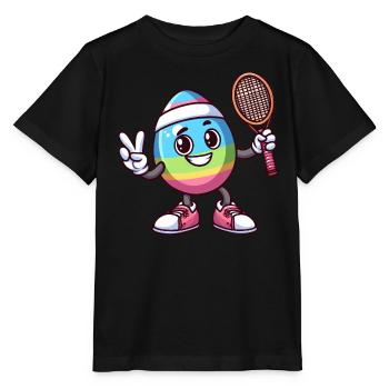 Oeuf de Pâques oeuf de Pâques Joueur de tennis - T-shirt bio MINI CREATOR Stanley/Stella Enfant - noir - Devant - Mikhail (115cm)