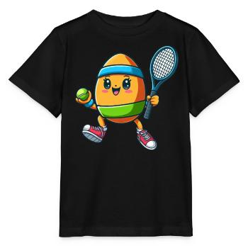 Osterei-Tennis, Tennisspieler Osterfest - Stanley/Stella Kinder T-Shirt MINI CREATOR  - Schwarz - Vorne - Mikhail (115cm)