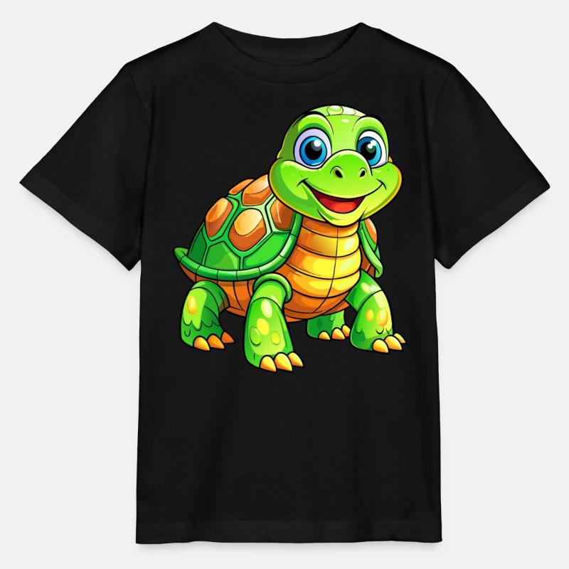 Méga Tortue Mignonne - T-shirt bio MINI CREATOR Stanley/Stella Enfant - noir