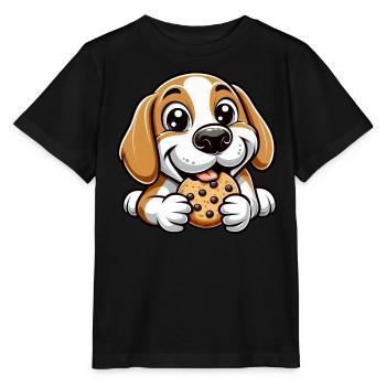 Beagle Hund Cookie Nachtisch Süßigkeiten - Stanley/Stella Kinder T-Shirt MINI CREATOR  - Schwarz - Vorne - Mikhail (115cm)