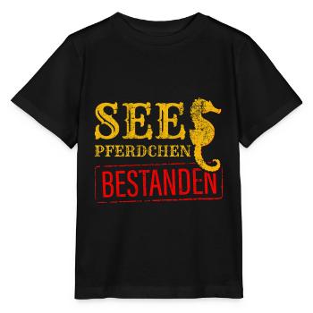 Schwimmabzeichen Seepferdchen Geschenk - Stanley/Stella Kinder T-Shirt MINI CREATOR  - Schwarz - Vorne - Mikhail (115cm)