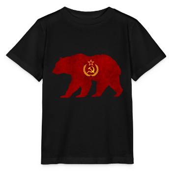 Silhouette d’ours avec marteau et faucille URSS - T-shirt bio MINI CREATOR Stanley/Stella Enfant - noir - Devant - Mikhail (115cm)