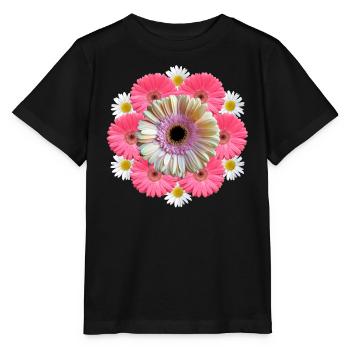 Gerbera fleur marguerite floral motif floral floral - T-shirt bio MINI CREATOR Stanley/Stella Enfant - noir - Devant - Mikhail (115cm)