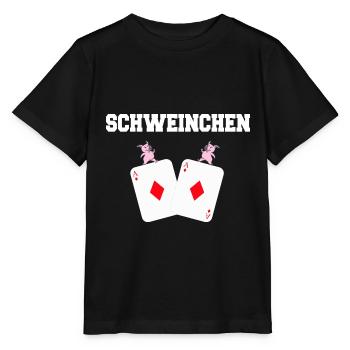 Doppelkopf Schafkopf Kartenspiel Schweinchen Ass - Stanley/Stella Kinder T-Shirt MINI CREATOR  - Schwarz - Vorne - Mikhail (115cm)