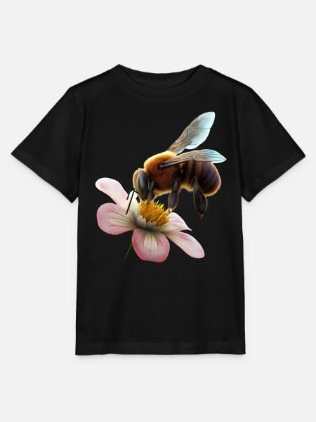 Biene auf Blume - Stanley/Stella Kinder T-Shirt MINI CREATOR  - Schwarz
