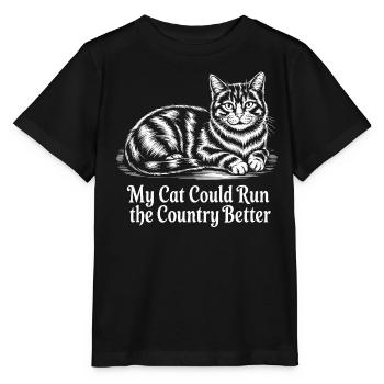 Meine Katze würde das Land besser regieren - Stanley/Stella Kinder T-Shirt MINI CREATOR  - Schwarz - Vorne - Mikhail (115cm)