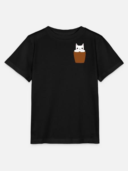Chat dans la poche poitrine - T-shirt bio MINI CREATOR Stanley/Stella Enfant - noir