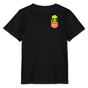 Alien vert dans la poche de poitrine - Peace - T-shirt bio MINI CREATOR Stanley/Stella Enfant - noir - Devant - Mikhail (115cm)