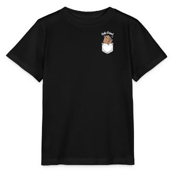 Verspieltes Capybaramotiv mit Begrüßung - Stanley/Stella Kinder T-Shirt MINI CREATOR  - Schwarz - Vorne - Mikhail (115cm)