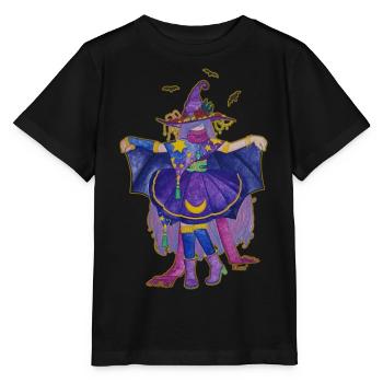 Fledermaus-Hexe - Stanley/Stella Kinder T-Shirt MINI CREATOR  - Schwarz - Vorne - Mikhail (115cm)