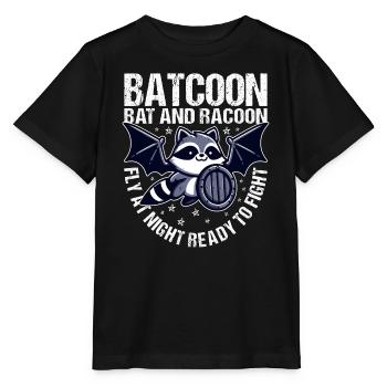 VOLER LA NUIT, PRÊT À EN DÉCOUDRE - CHAUVE-SOURIS ET RATON LAVEUR - T-shirt bio MINI CREATOR Stanley/Stella Enfant - noir - Devant - Mikhail (115cm)