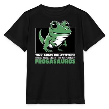 WINZIGE ARME, GROSSE HALTUNG - FROGASAURUS - Stanley/Stella Kinder T-Shirt MINI CREATOR  - Schwarz - Vorne - Mikhail (115cm)