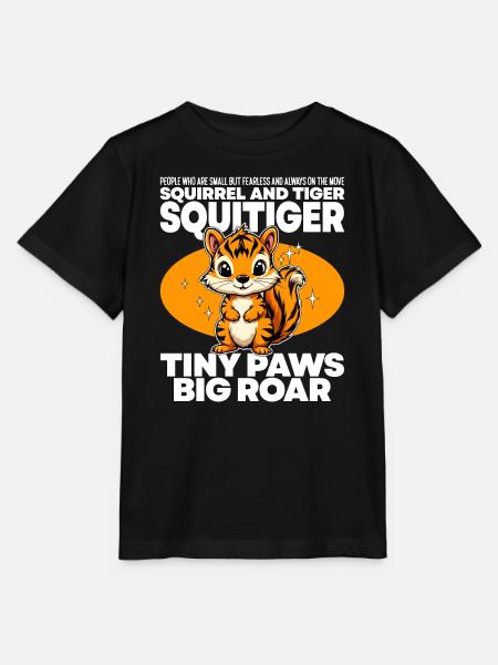 TINY PAWS BIG ROAR - SQUIRREL AND TIGER - SQUITIGE - Stanley/Stella MINI CREATOR Kids’ T-Shirt - black