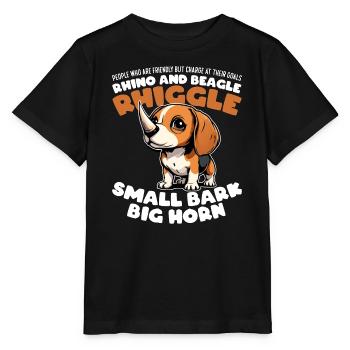 PETITE ÉCORCE, GRANDE CORNE - RHINOCÉROS ET BEAGLE - RHIGGLE - T-shirt bio MINI CREATOR Stanley/Stella Enfant - noir - Devant - Mikhail (115cm)