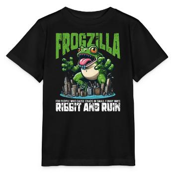 RIBBIT AND RUIN - FROGZILLA - Stanley/Stella MINI CREATOR Kids’ T-Shirt - black - Front - Mikhail (115cm)