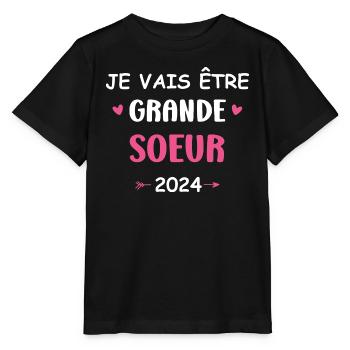 Je vais etre grande soeur 2024 - T-shirt bio MINI CREATOR Stanley/Stella Enfant - noir - Devant - Mikhail (115cm)