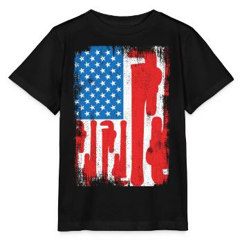 Installer USA Flag - Stanley/Stella MINI CREATOR Kids’ T-Shirt - black - Front - Mikhail (115cm)