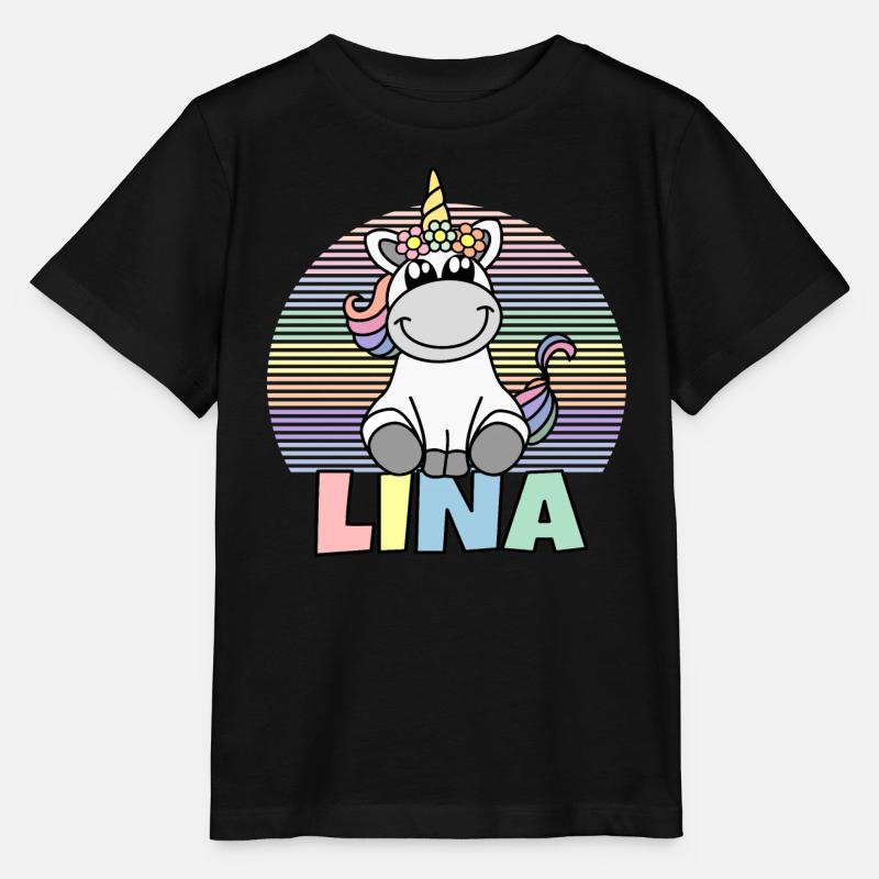 Lina Einhorn Name - Stanley/Stella Kinder T-Shirt MINI CREATOR  - Schwarz