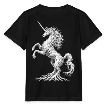 Licorne effrayante arbre Dark Fantasy Art Amoureux de la nature - T-shirt bio MINI CREATOR Stanley/Stella Enfant - noir - Devant - Mikhail (115cm)