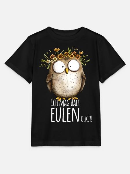 Eule mit Spruch Ich Mag Halt Eulen - Stanley/Stella Kinder T-Shirt MINI CREATOR - Schwarz