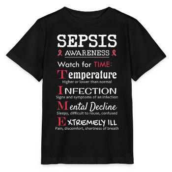 Sepsis Education - Pay attention to the TIME Guide - Stanley/Stella MINI CREATOR Kids’ T-Shirt - black - Front - Mikhail (115cm)