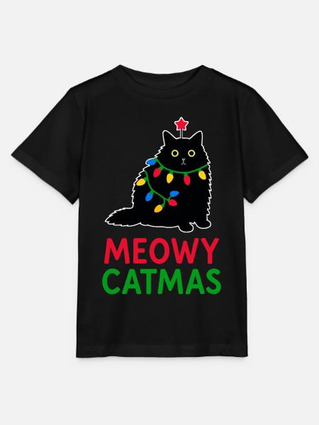 Meowy Catmas - Stanley/Stella Kinder T-Shirt MINI CREATOR - Schwarz