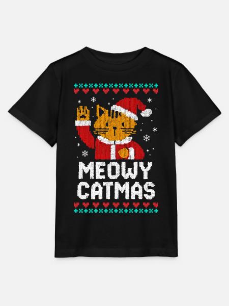 Meowy Catmas - Stanley/Stella Kinder T-Shirt MINI CREATOR - Schwarz