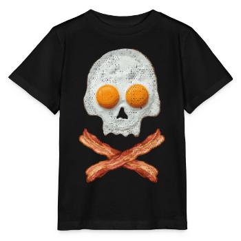 Crâne d’œuf frit avec croix de bacon - T-shirt bio MINI CREATOR Stanley/Stella Enfant - noir - Devant - Mikhail (115cm)