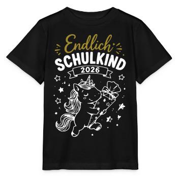 Endlich Schulkind 2026 Unicorn - Stanley/Stella Kinder T-Shirt MINI CREATOR  - Schwarz - Vorne - Mikhail (115cm)