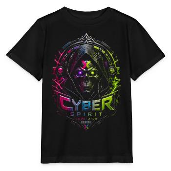 Cyber Spirit Skull Neon – Halloween-Horror - Stanley/Stella Kinder T-Shirt MINI CREATOR  - Schwarz - Vorne - Mikhail (115cm)