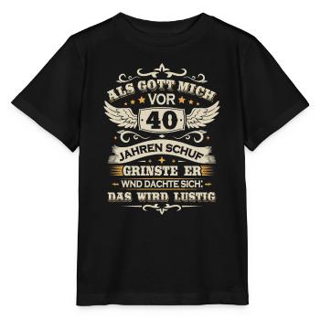 40. Geburtstag Als gott mich vor 40 jahren schuf - Stanley/Stella Kinder T-Shirt MINI CREATOR  - Schwarz - Vorne - Mikhail (115cm)
