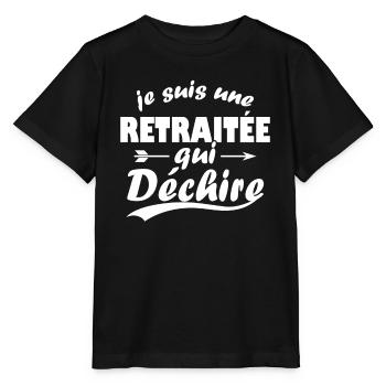 Je suis une retraitée qui déchire - T-shirt bio MINI CREATOR Stanley/Stella Enfant - noir - Devant - Mikhail (115cm)
