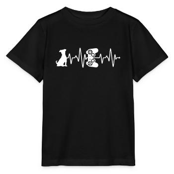 Gamer und Hund Herzschlag - Stanley/Stella Kinder T-Shirt MINI CREATOR  - Schwarz - Vorne - Mikhail (115cm)