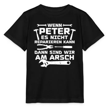 Wenn Peter es nicht reparieren kann - Stanley/Stella Kinder T-Shirt MINI CREATOR  - Schwarz - Vorne - Mikhail (115cm)