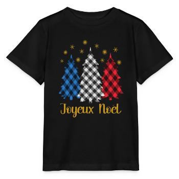 Joyeux Noël Christmas Trees With French Colors - Stanley/Stella MINI CREATOR Kids’ T-Shirt - black - Front - Mikhail (115cm)