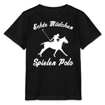 Polo Sport Reiterin Geschenk Damen Mädchen - Stanley/Stella Kinder T-Shirt MINI CREATOR  - Schwarz - Vorne - Mikhail (115cm)