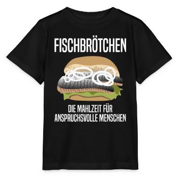 Fischbrötchen für Feinschmecker Geschenk - Stanley/Stella Kinder T-Shirt MINI CREATOR  - Schwarz - Vorne - Mikhail (115cm)