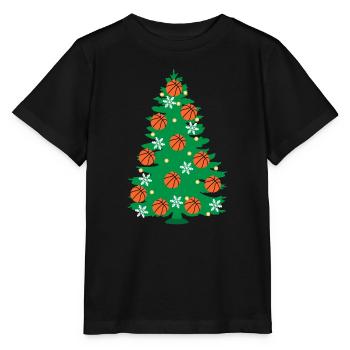 Basketball Christmas Tree Basket Hunter Fest - Stanley/Stella MINI CREATOR Kids’ T-Shirt - black - Front - Mikhail (115cm)