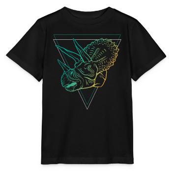 Geometric Triceratops Art Deco Style - Stanley/Stella MINI CREATOR Kids’ T-Shirt - black - Front - Mikhail (115cm)