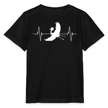 Crane Silhouette Heartbeat Bird Lover - Stanley/Stella MINI CREATOR Kids’ T-Shirt - black - Front - Mikhail (115cm)