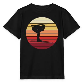Biathlon-Silhouette Retro Sonnenuntergang - Stanley/Stella Kinder T-Shirt MINI CREATOR  - Schwarz - Vorne - Mikhail (115cm)