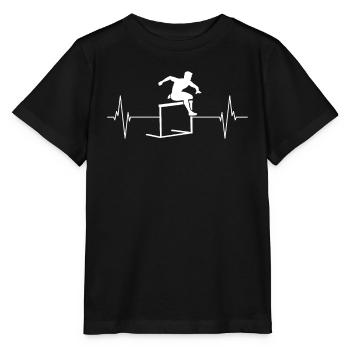 Pulsierender Lauf Herzschlag Sportgeschenk - Stanley/Stella Kinder T-Shirt MINI CREATOR  - Schwarz - Vorne - Mikhail (115cm)